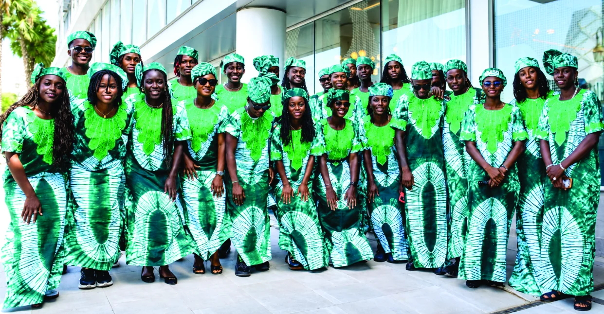 Nigeria's Super Falcons arriving at WAFCON 2026 in matching green Adire outfits
