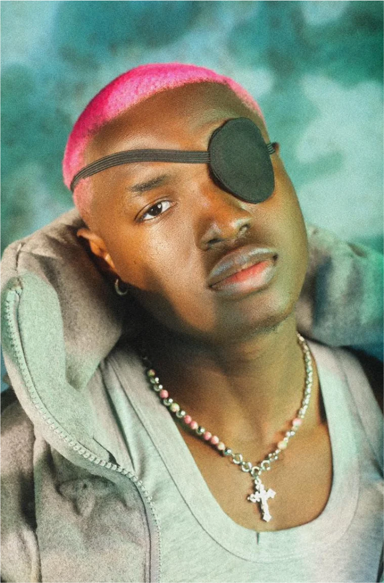 Shoday with pink hair and an eye patch